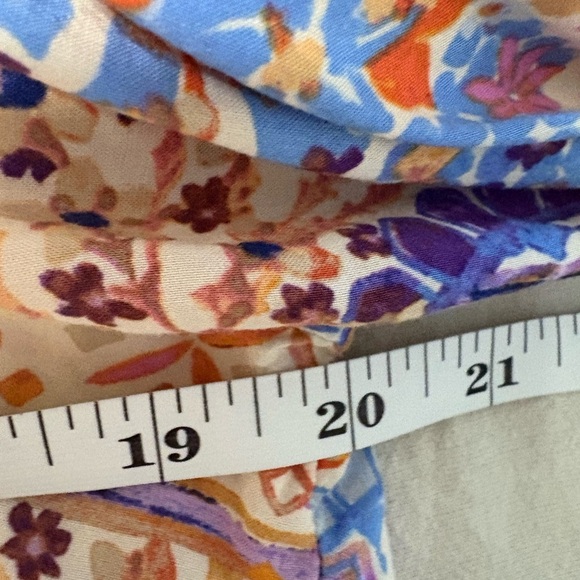 Rose Olive Crop Top Purple Orange Patch Print Short Sleeve Tie Front Size Small - Picture 8 of 12